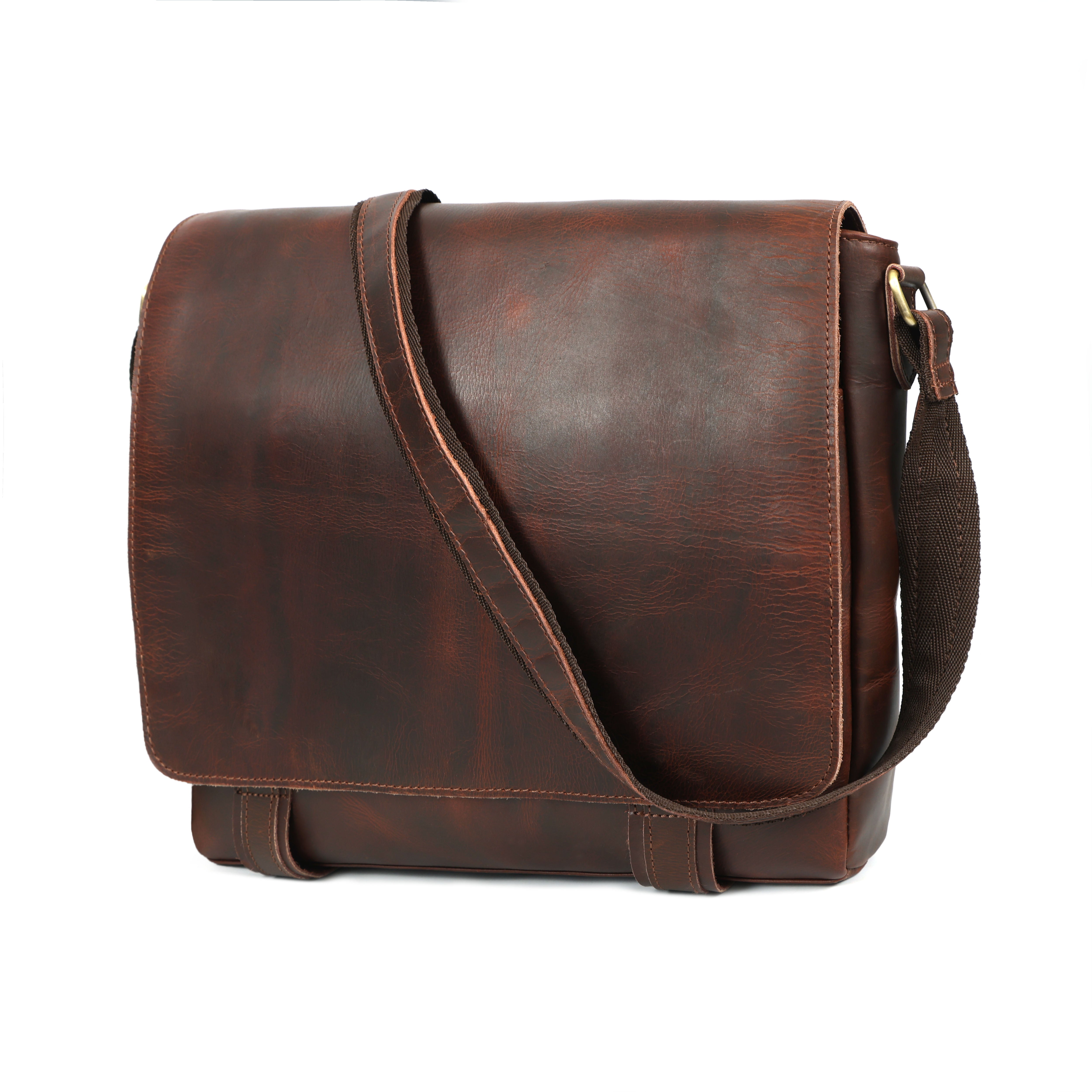 Brice Buffalo Leather Messenger Bag for Men