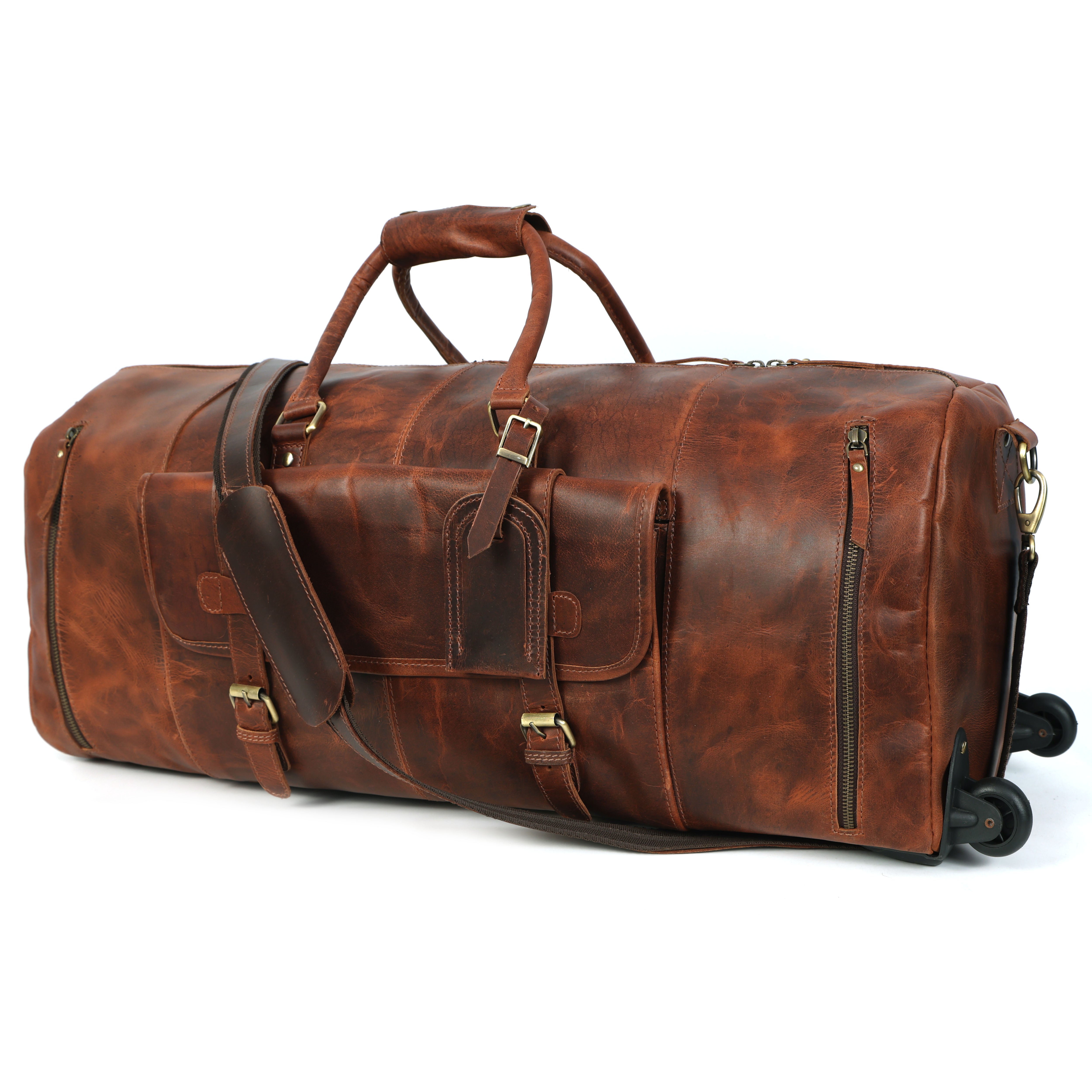 Arden Leather Duffel Bag With Wheels