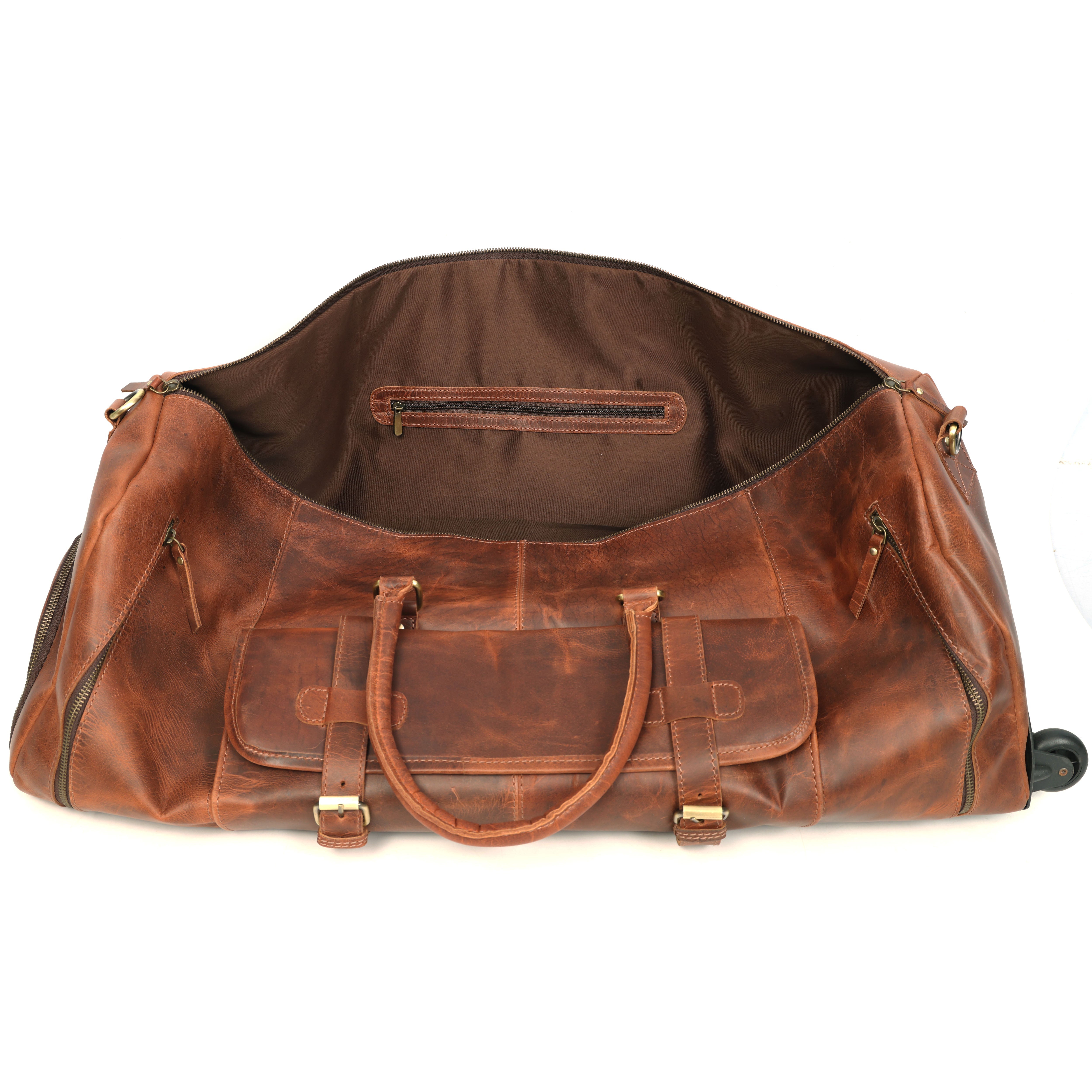 Arden Leather Duffel Bag With Wheels