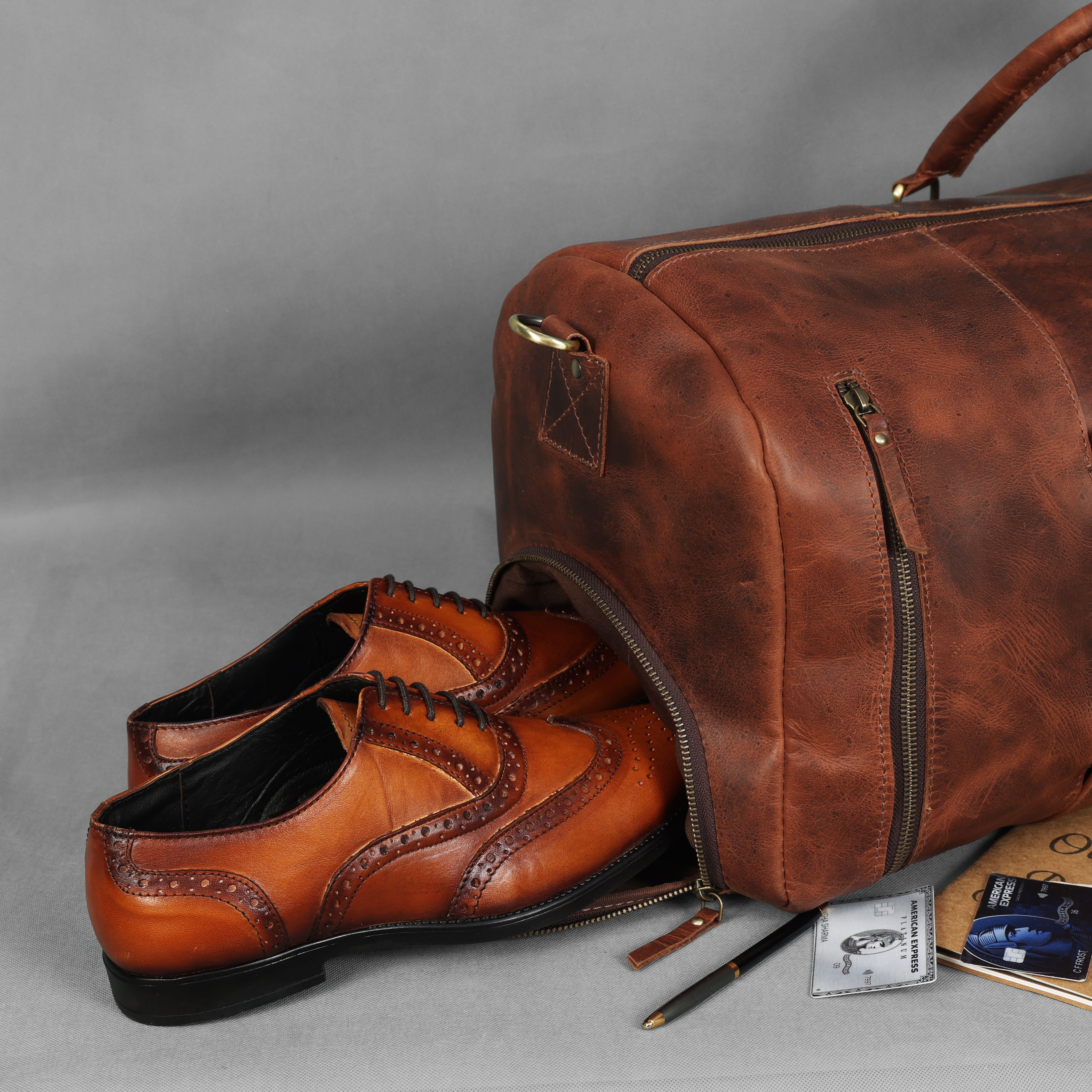 Arden Leather Duffel Bag With Wheels