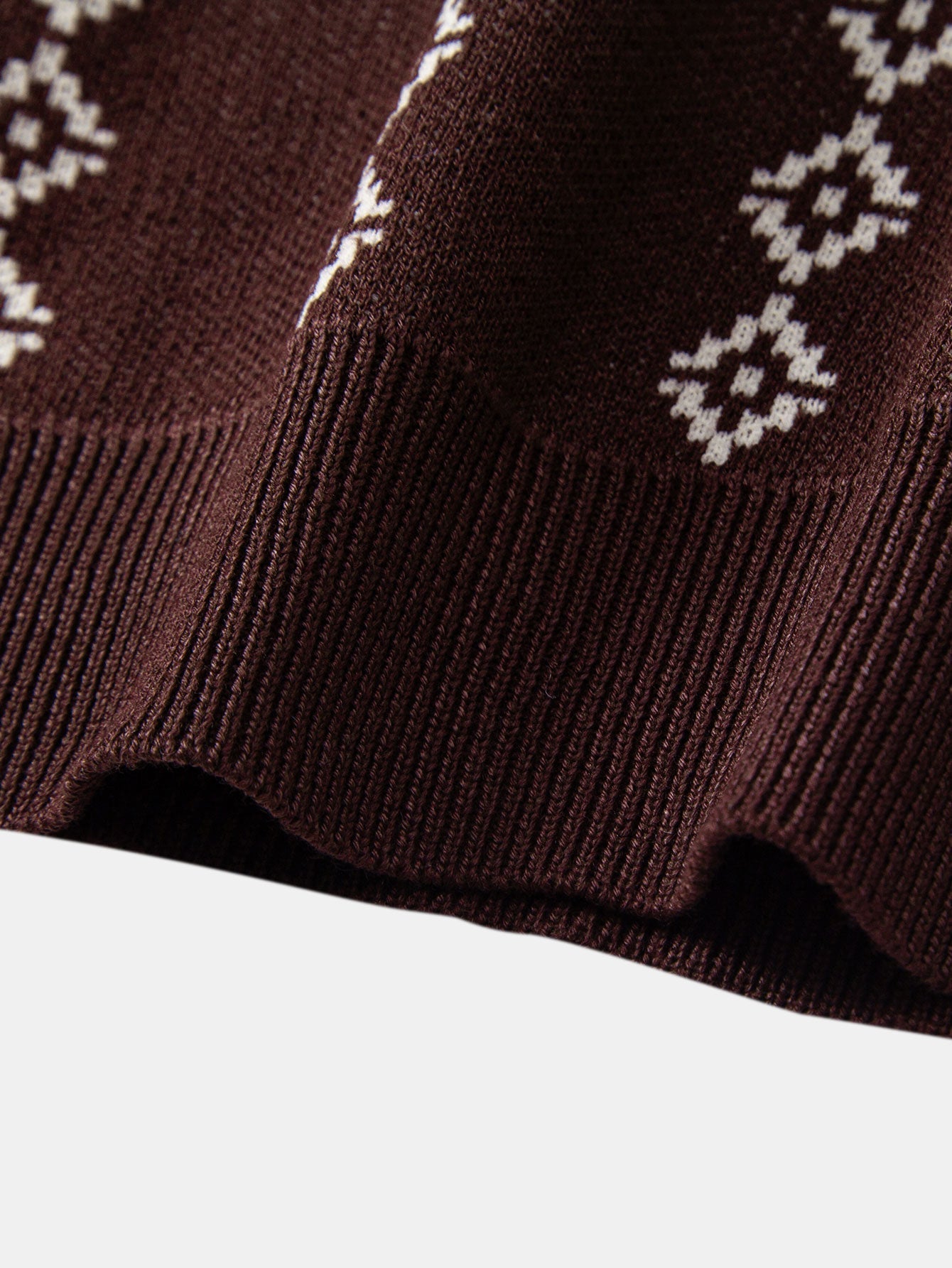 Geometric Knit V Neck Polo Shirt