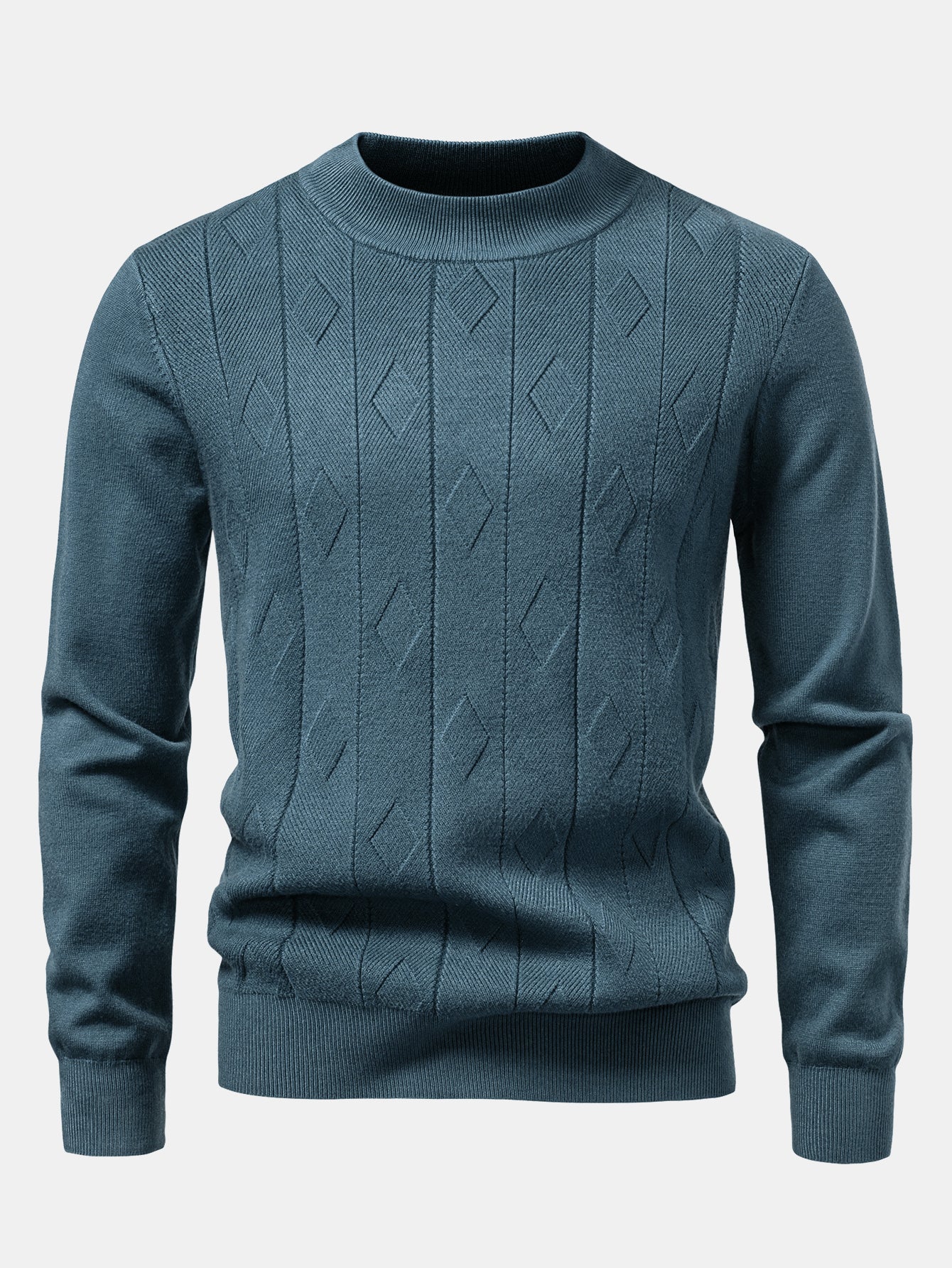 Geometric Jacquard Mock Neck Sweater