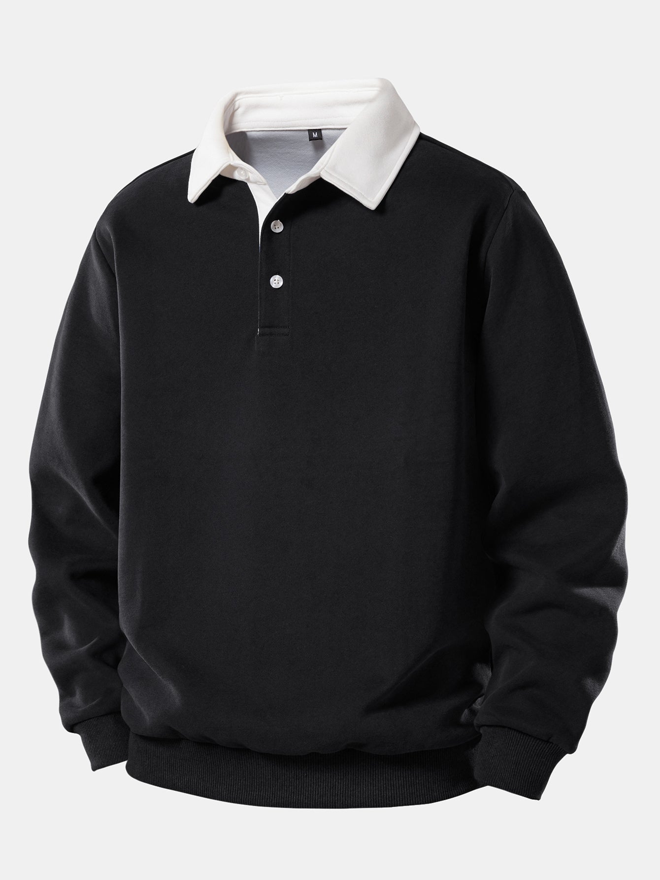 Contrast Polo Collar Sweatshirt