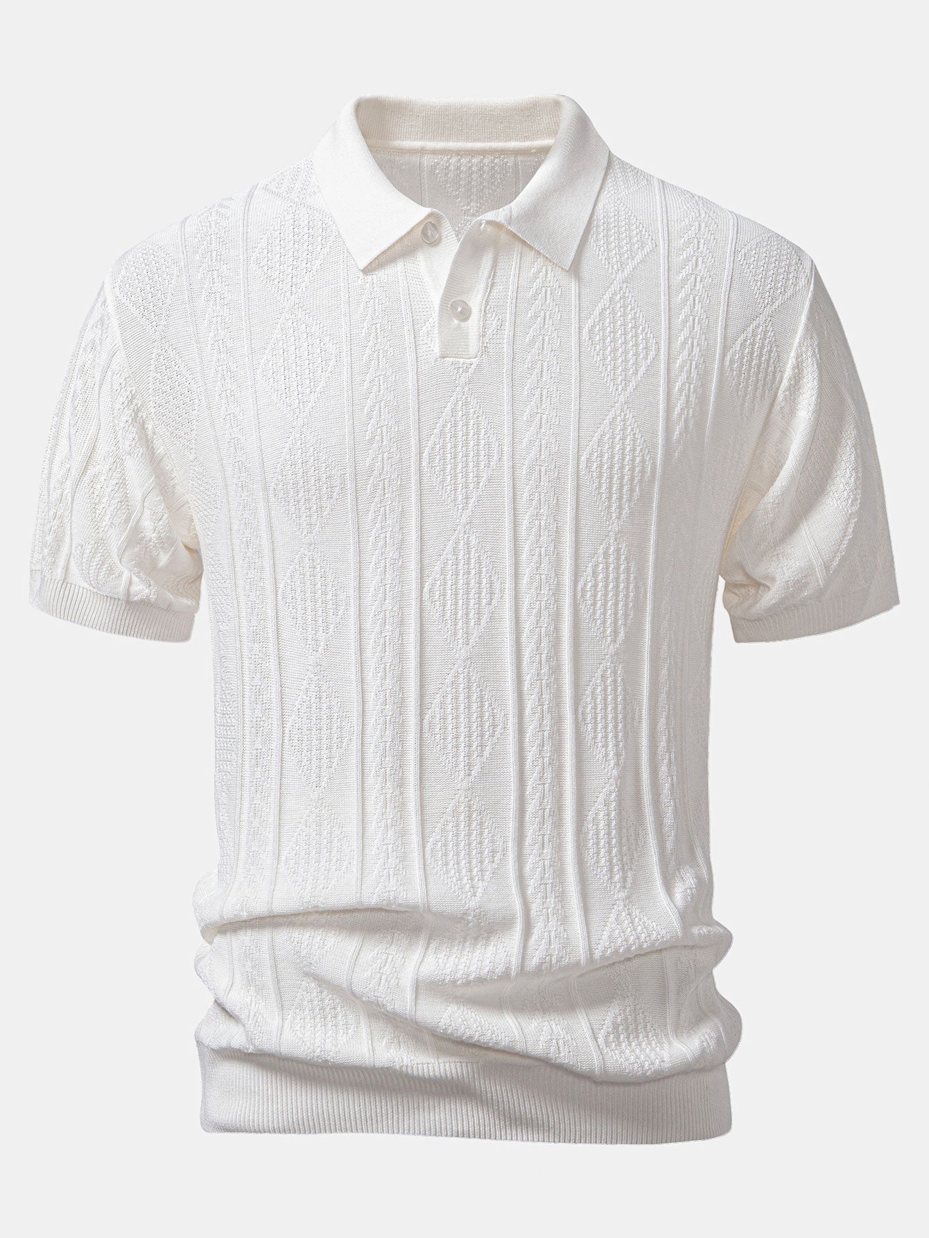 Geometric Jacquard Knitted Polo Shirt