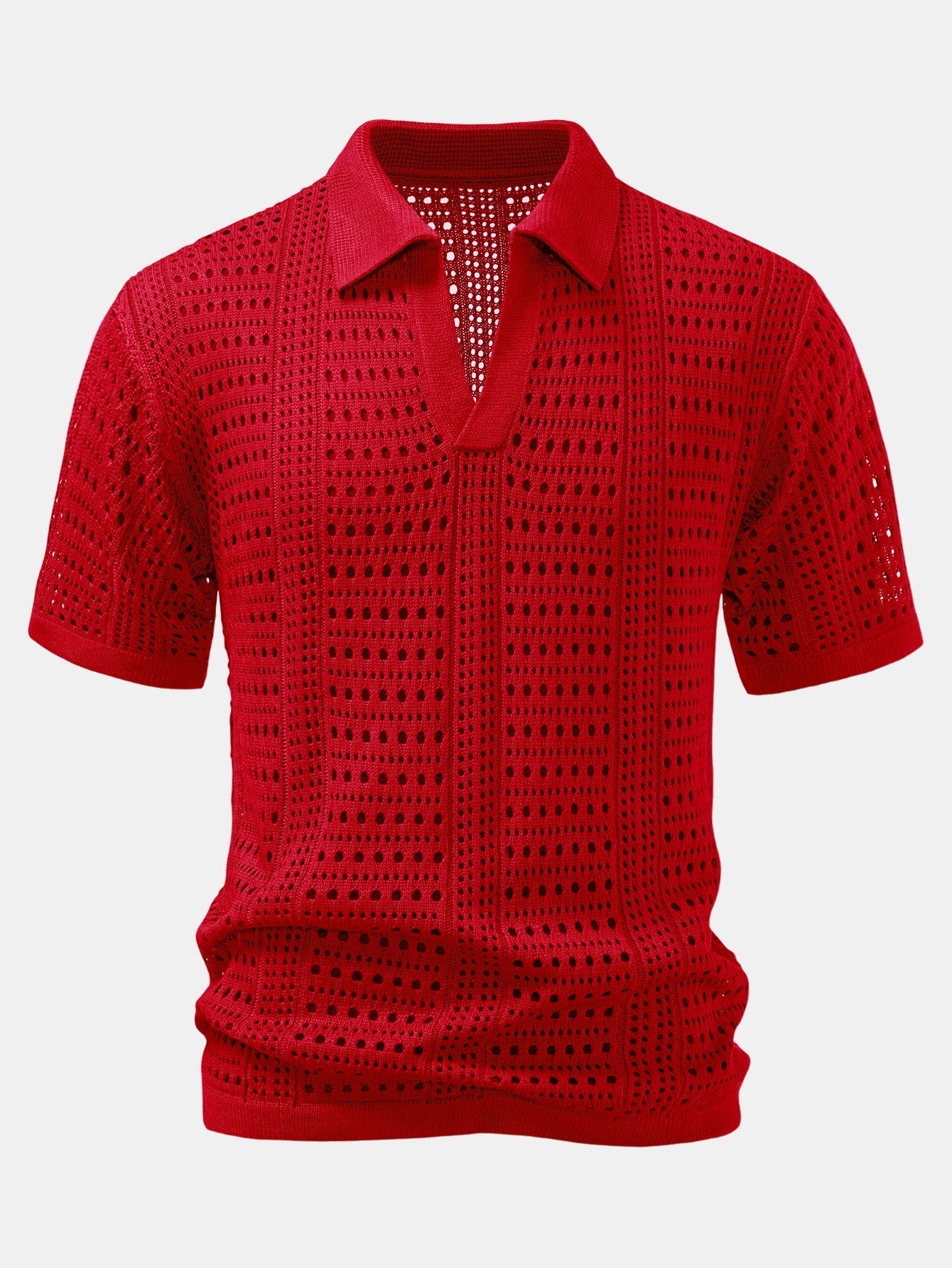 Crochet  V Neck Polo Shirt