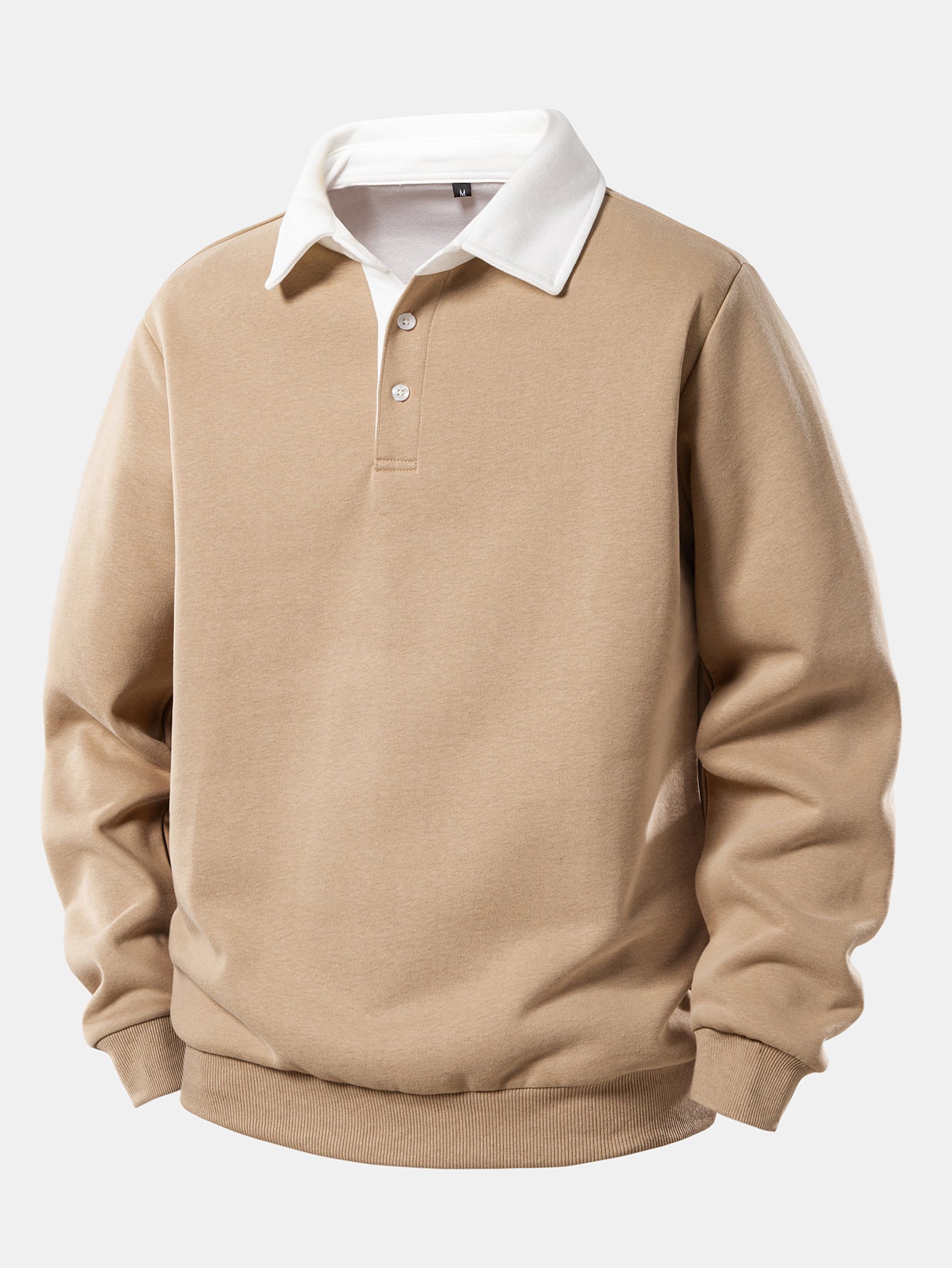 Contrast Polo Collar Sweatshirt