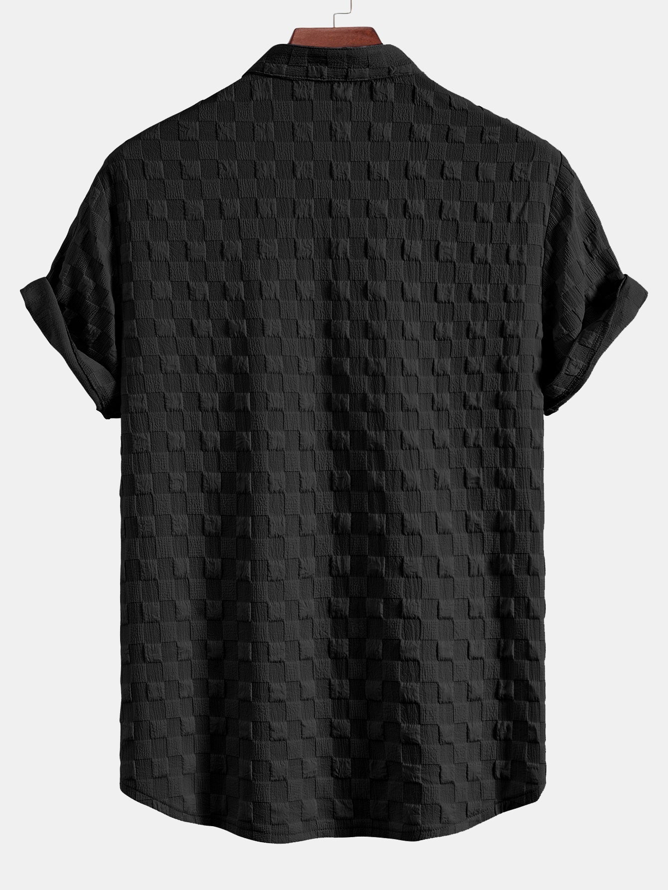 Checkerboard Jacquard Stand Collar Shirt