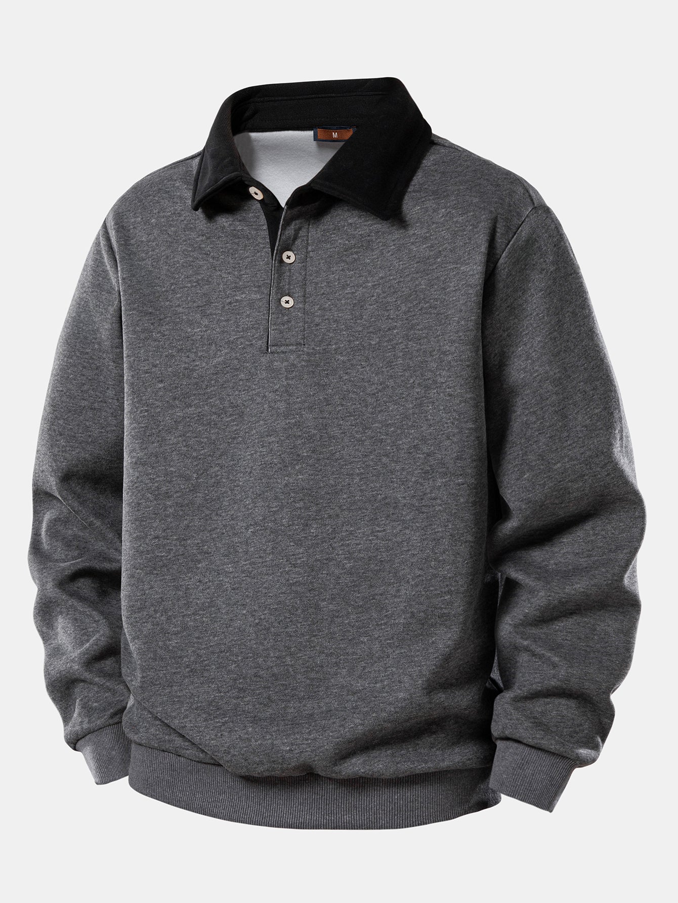 Contrast Polo Collar Sweatshirt