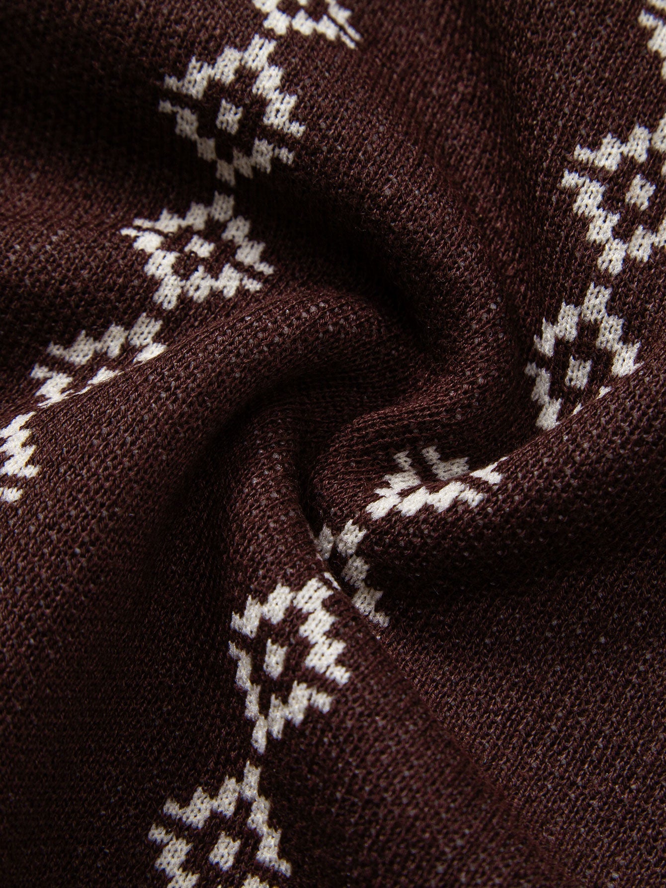 Geometric Knit V Neck Polo Shirt