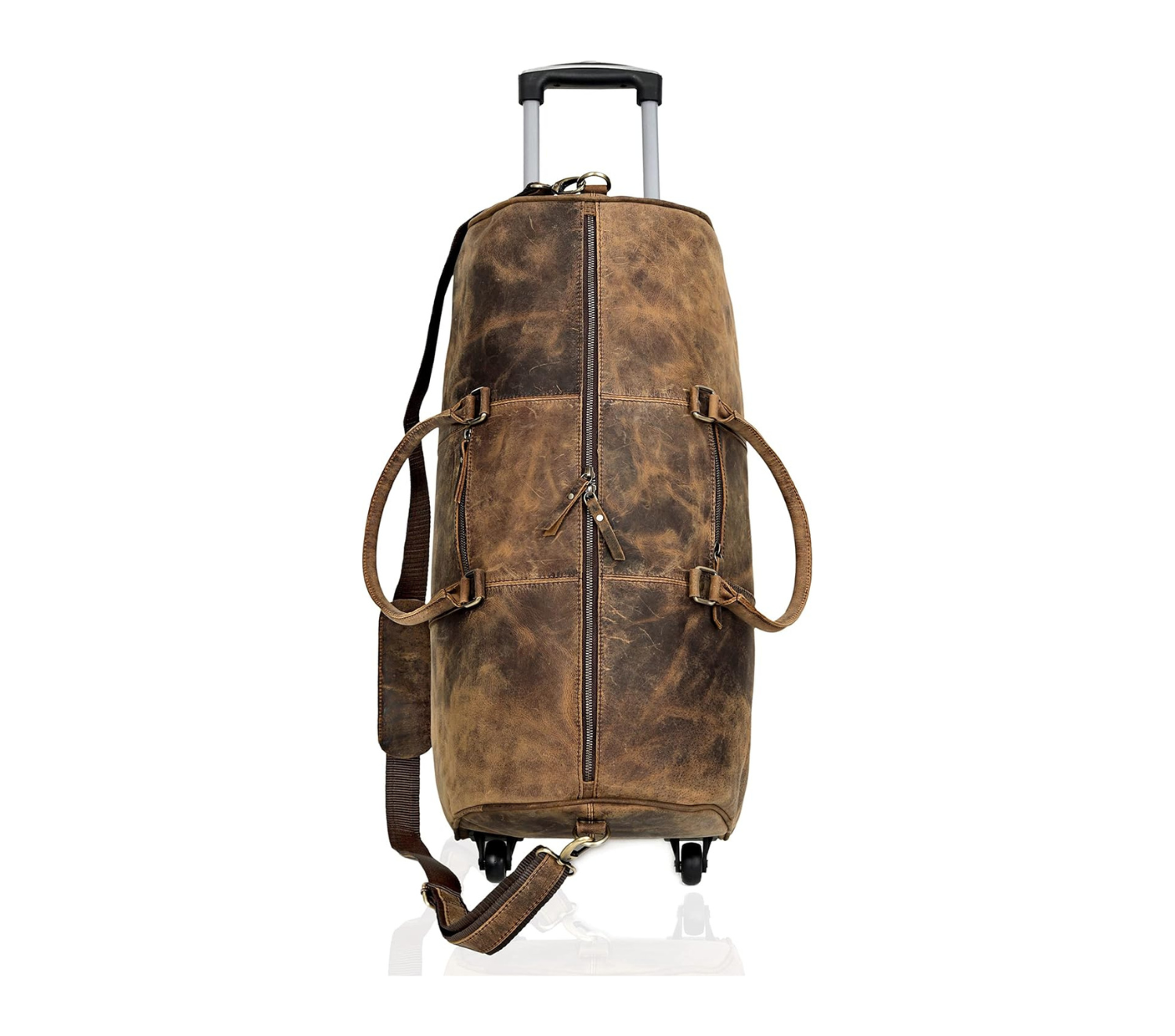 Falcon Buffalo Leather Wheeled Duffel Bag