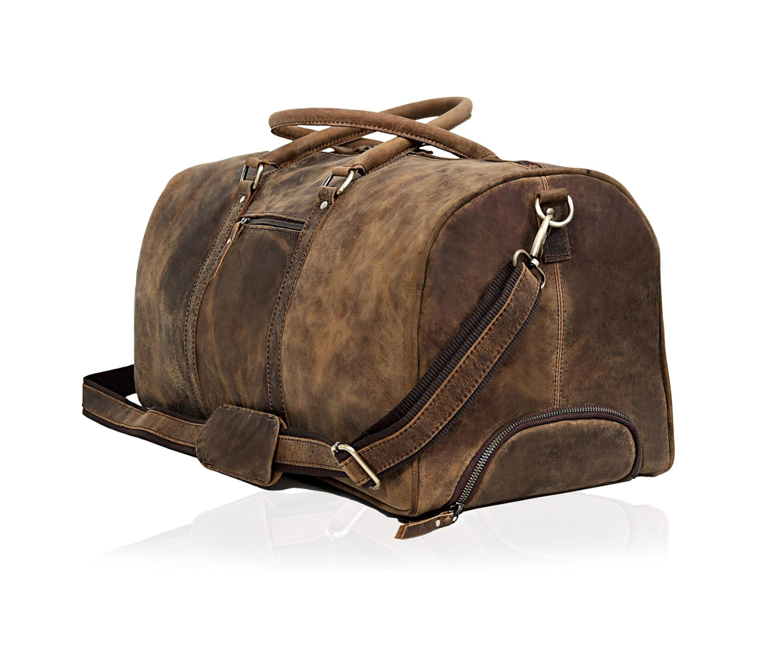 Falcon Buffalo Leather Wheeled Duffel Bag