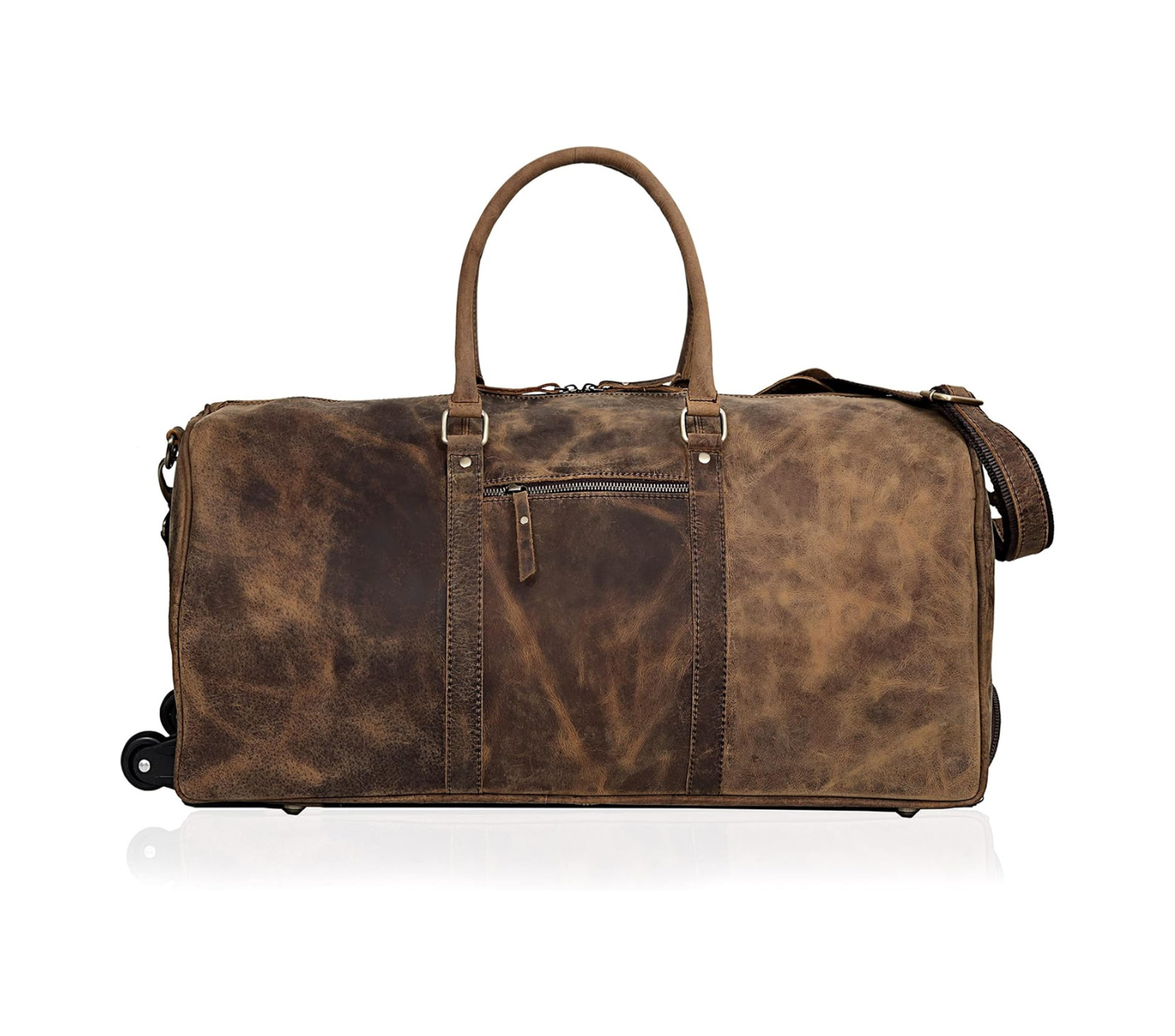 Falcon Buffalo Leather Wheeled Duffel Bag