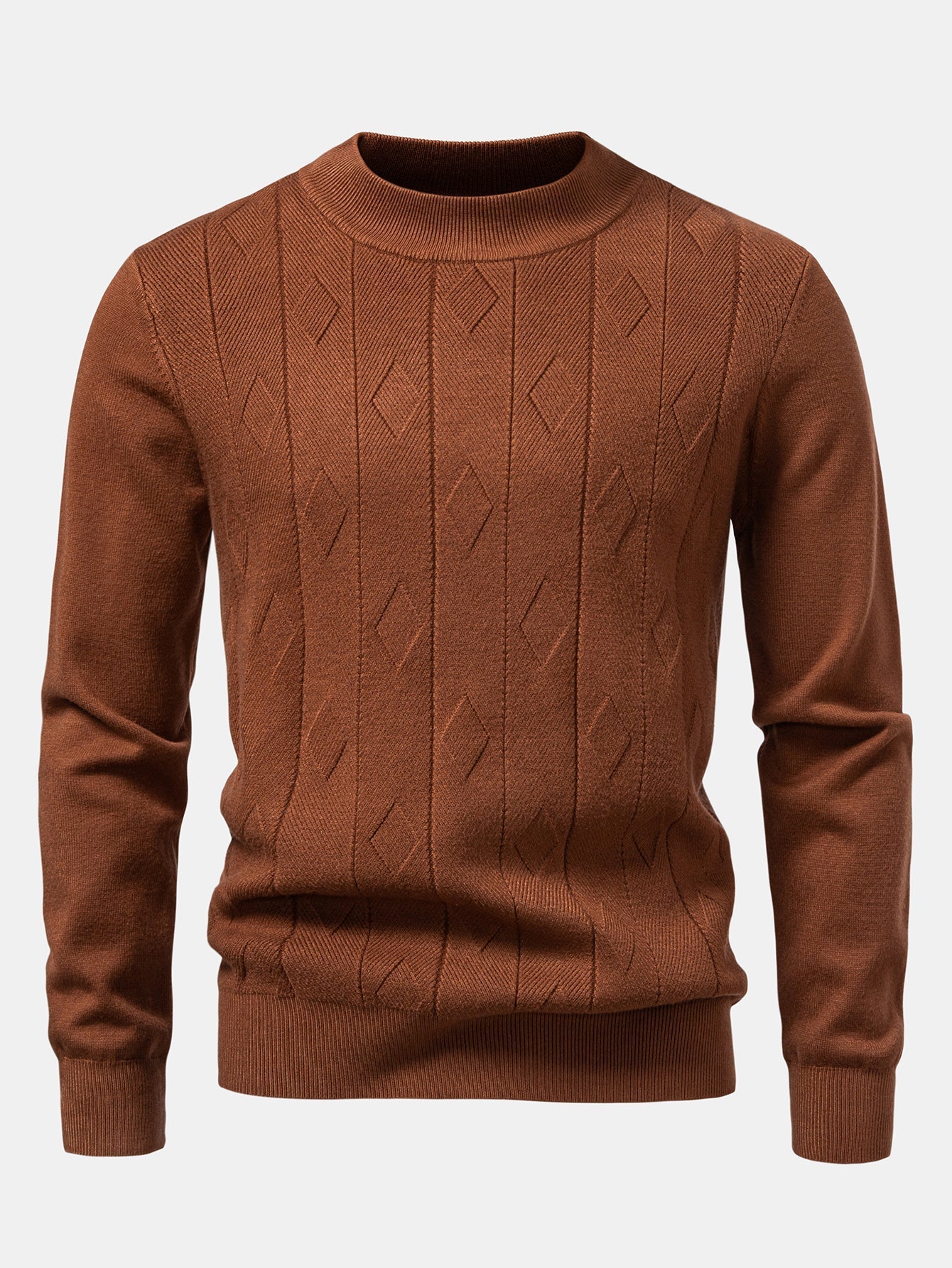 Geometric Jacquard Mock Neck Sweater
