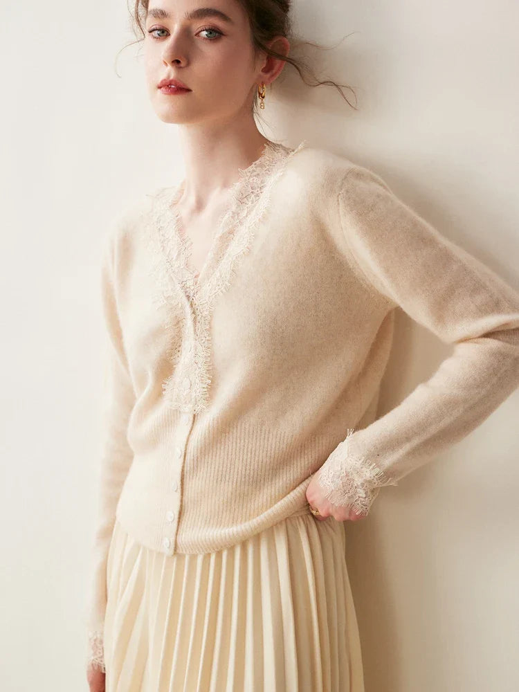 Charlotte Lace Cashmere Cardigan