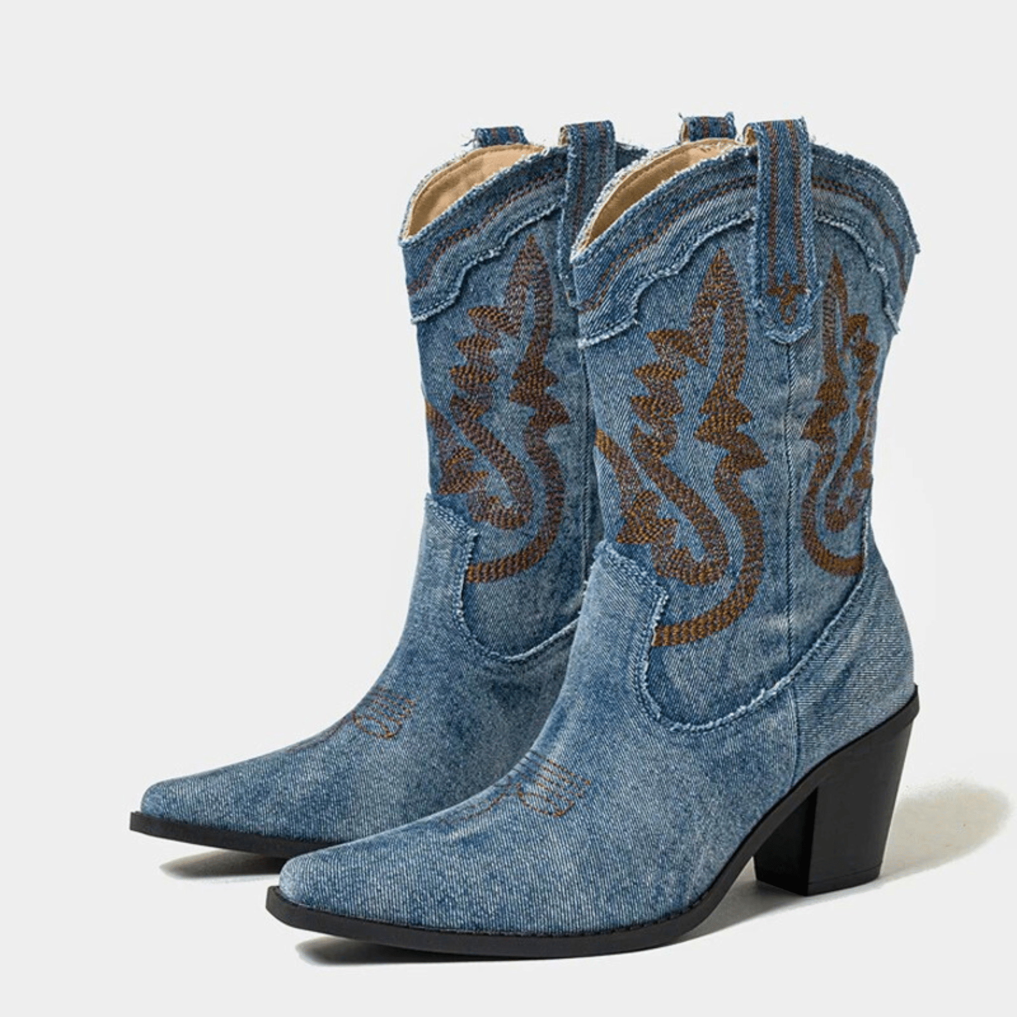 Veloria Denim Cowboy Ankle Boots