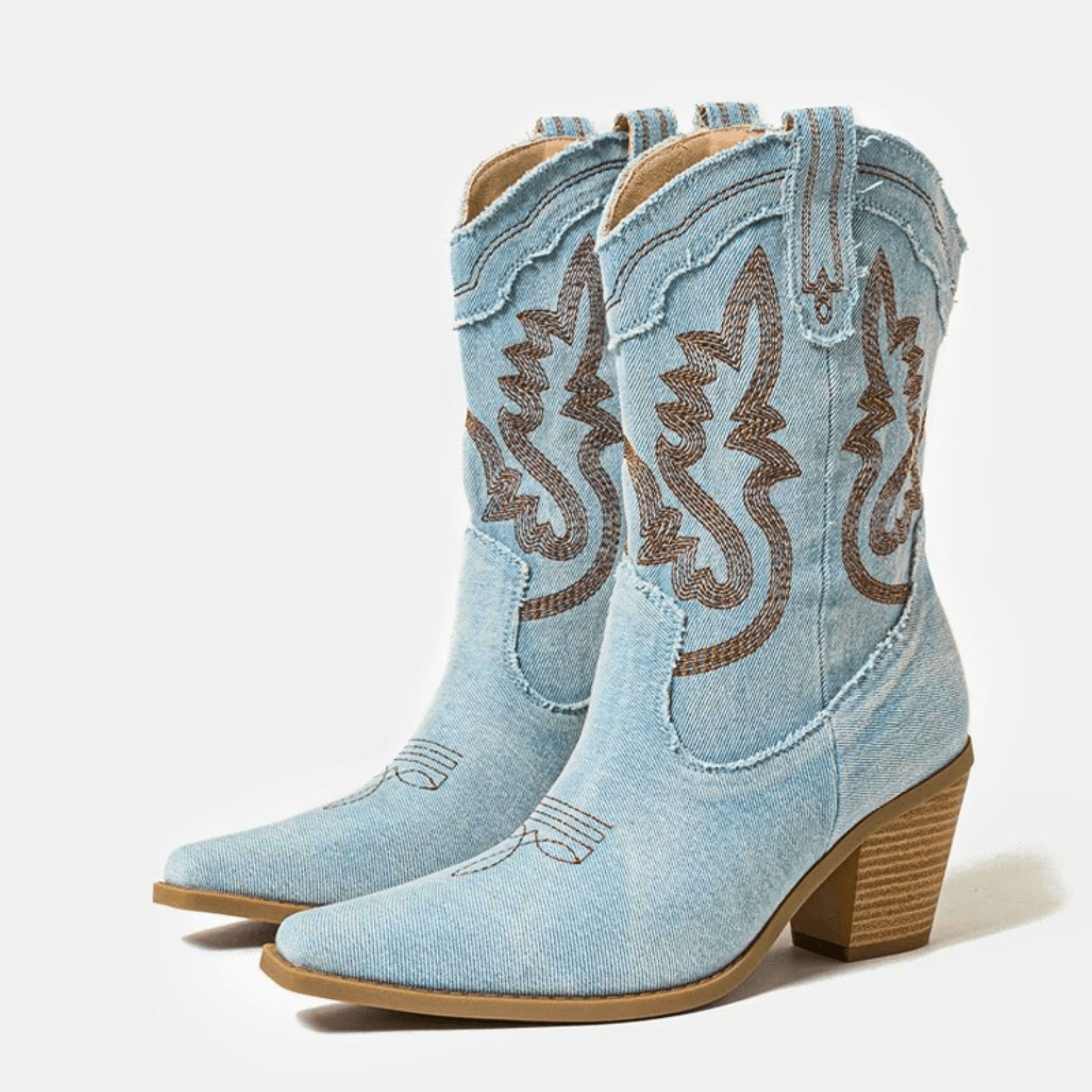 Veloria Denim Cowboy Ankle Boots