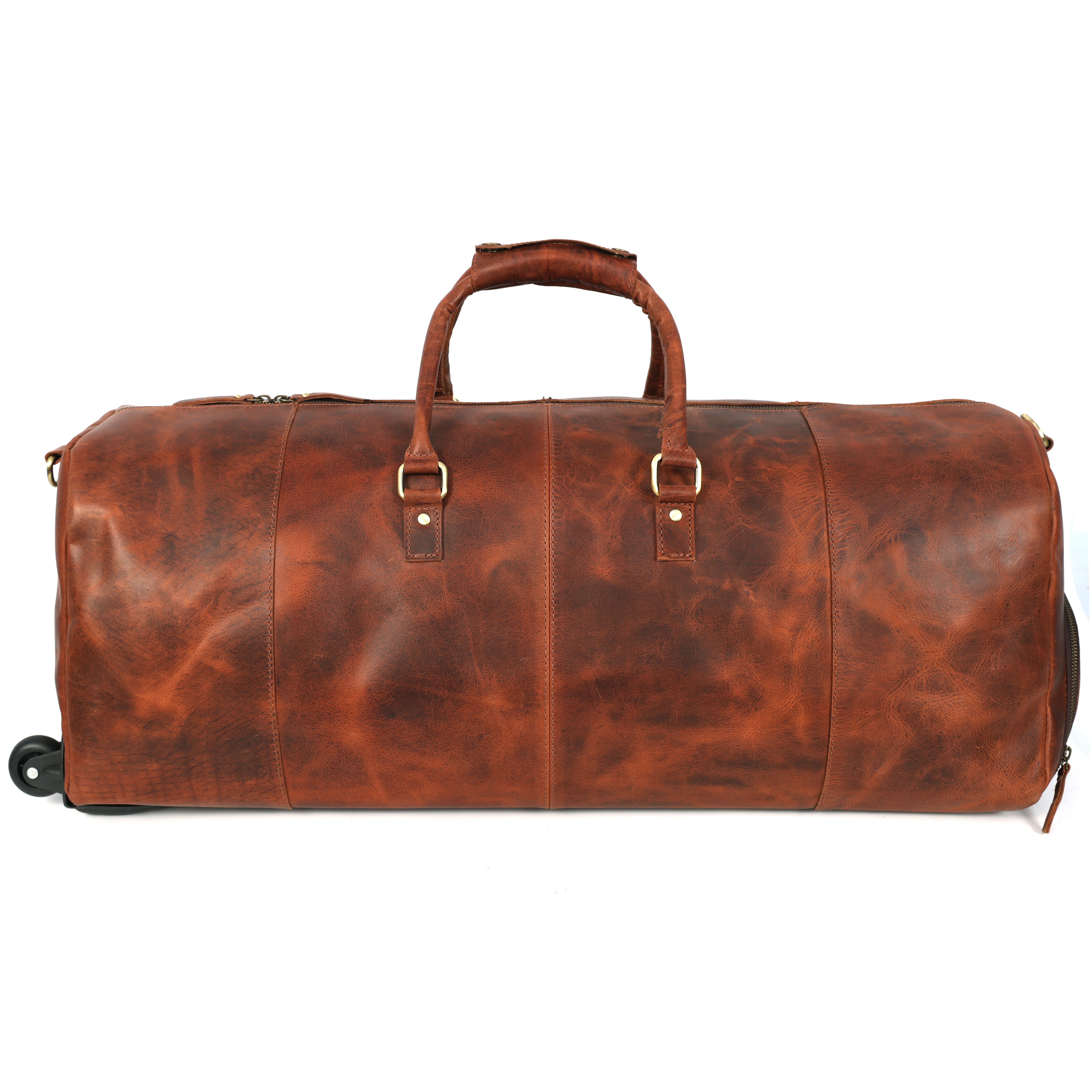 Arden Leather Duffel Bag With Wheels