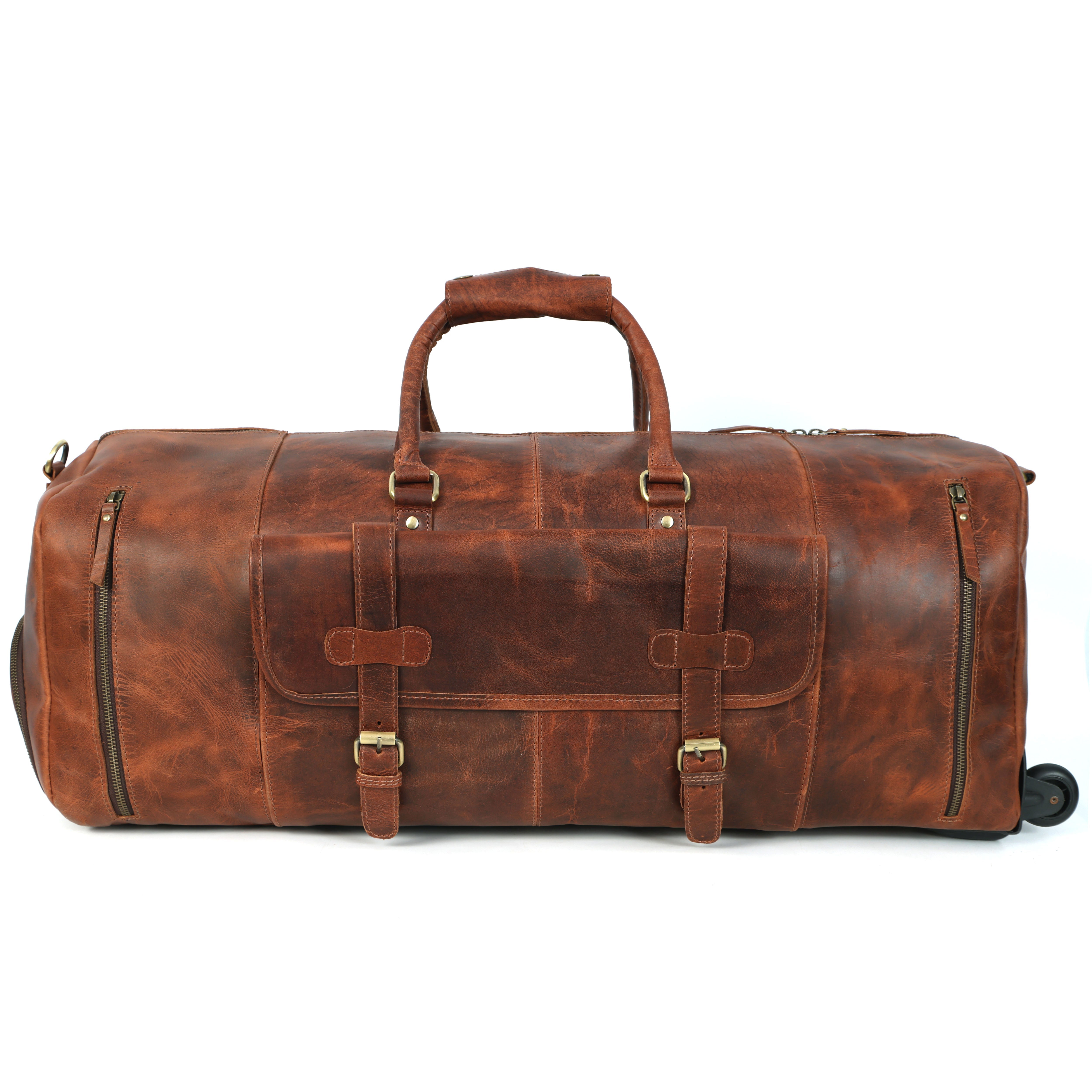 Arden Leather Duffel Bag With Wheels