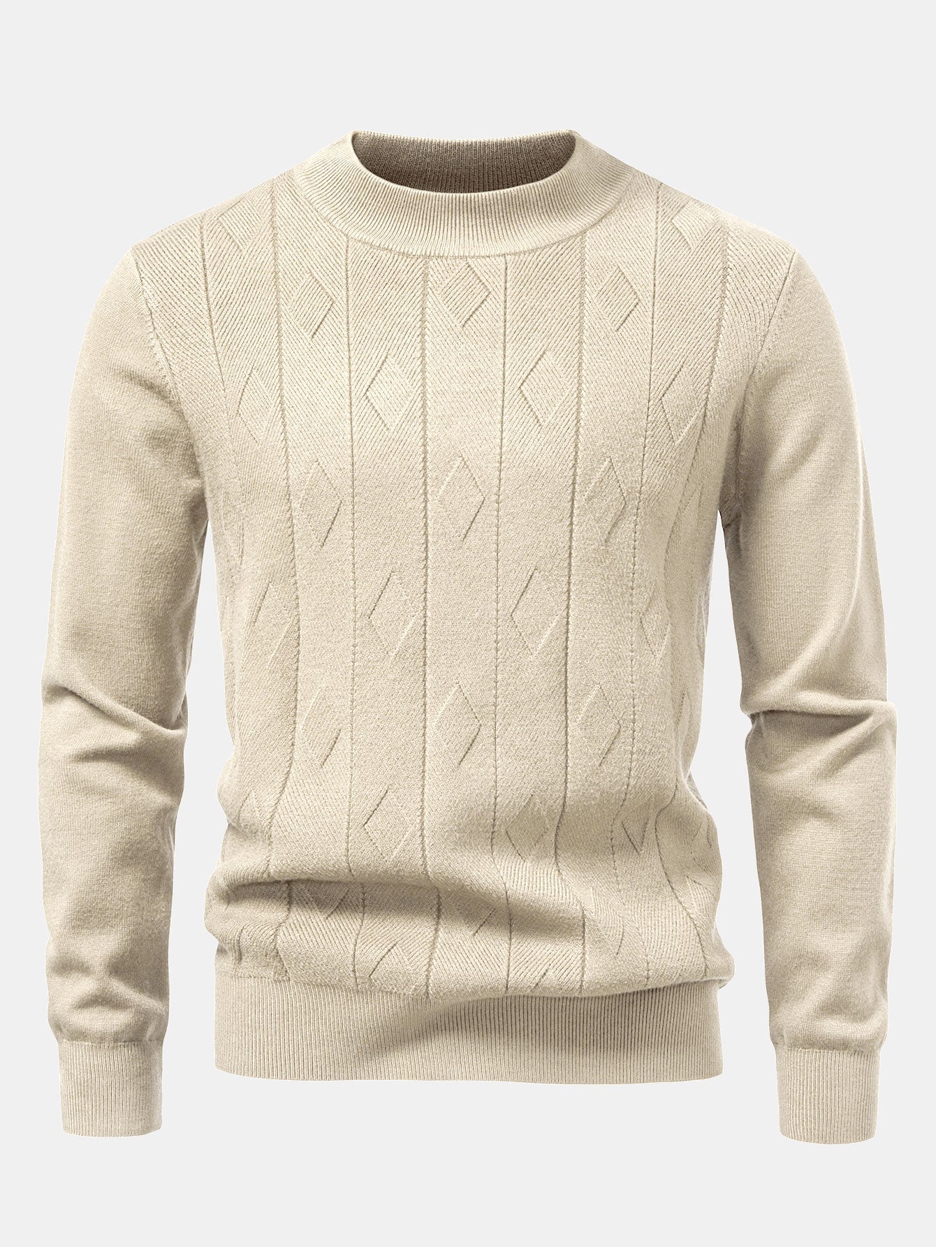 Geometric Jacquard Mock Neck Sweater