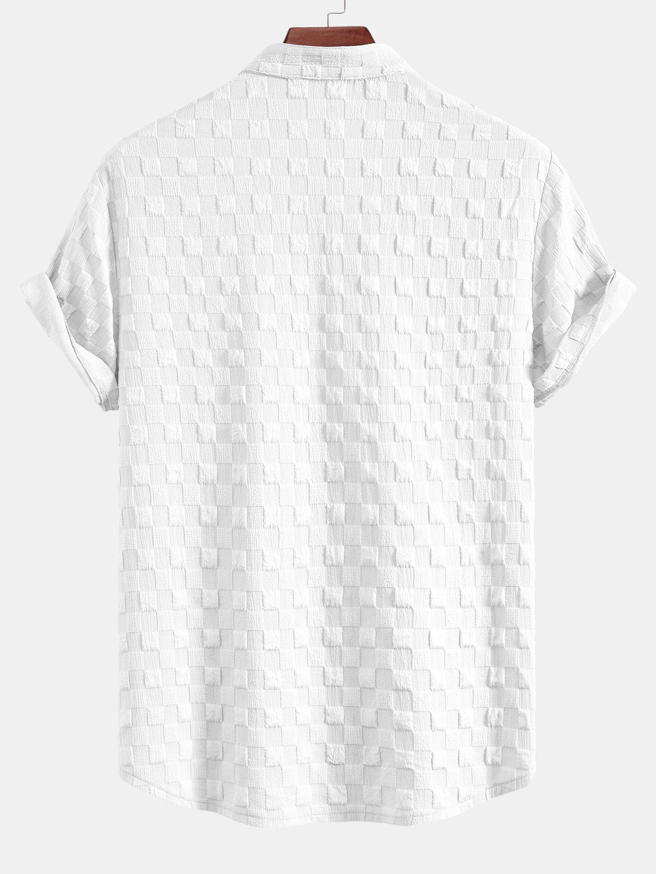 Checkerboard Jacquard Stand Collar Shirt