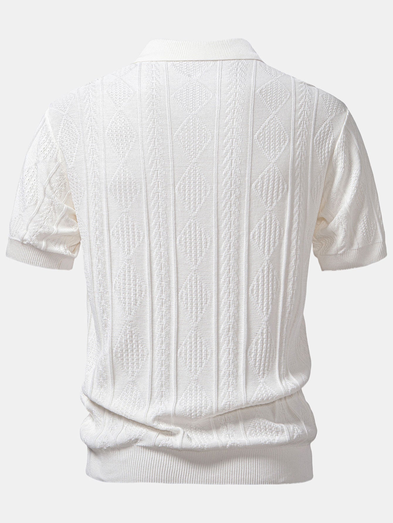 Geometric Jacquard Knitted Polo Shirt