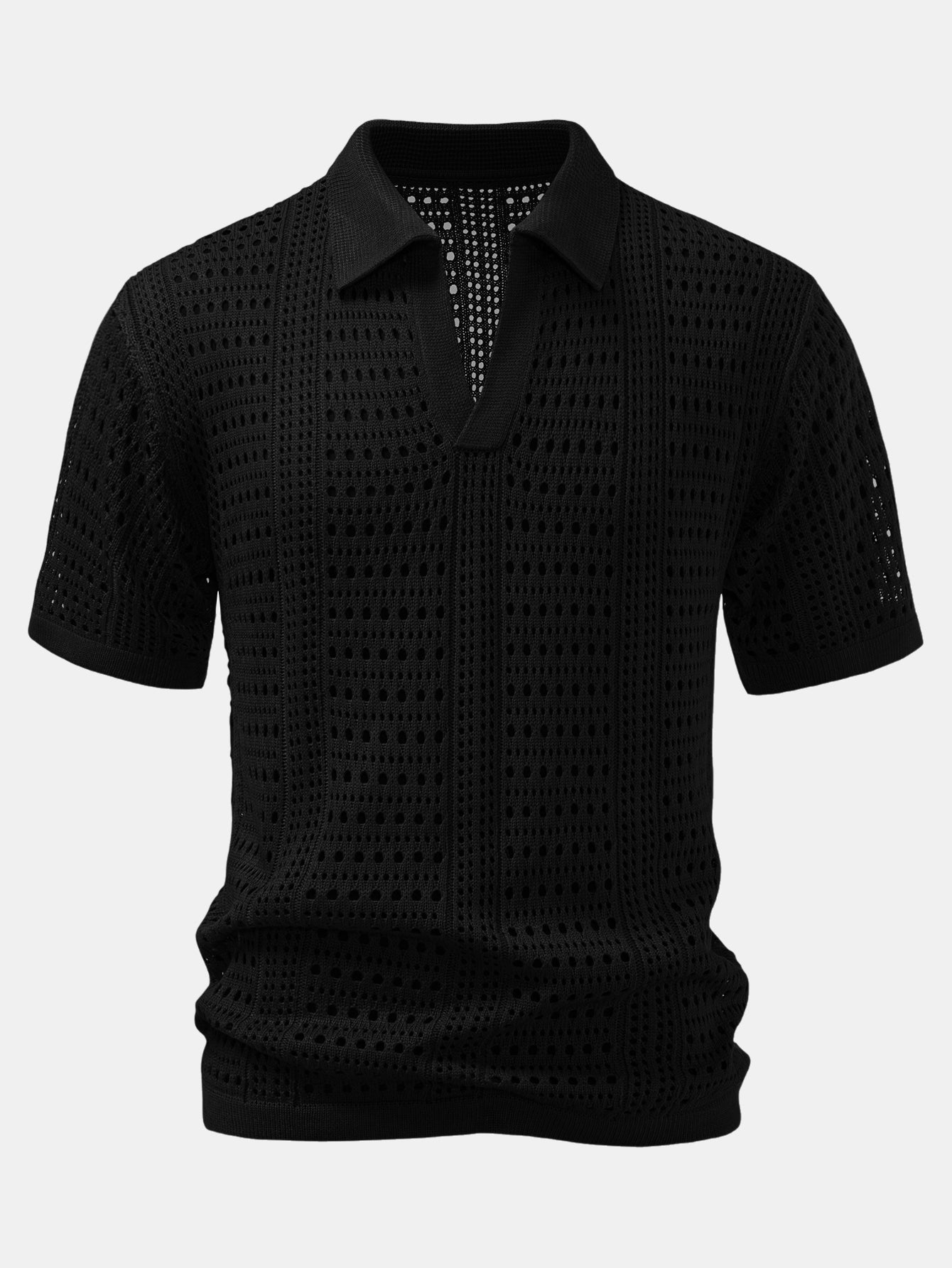 Crochet  V Neck Polo Shirt