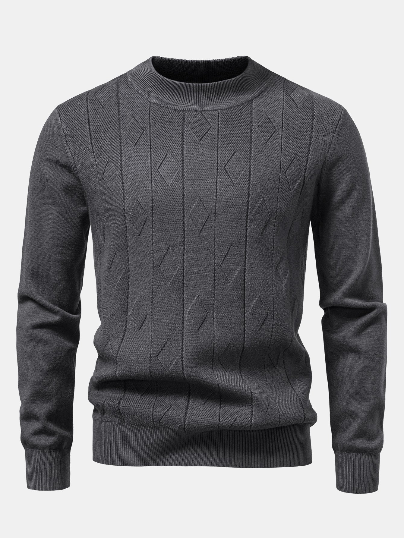 Geometric Jacquard Mock Neck Sweater