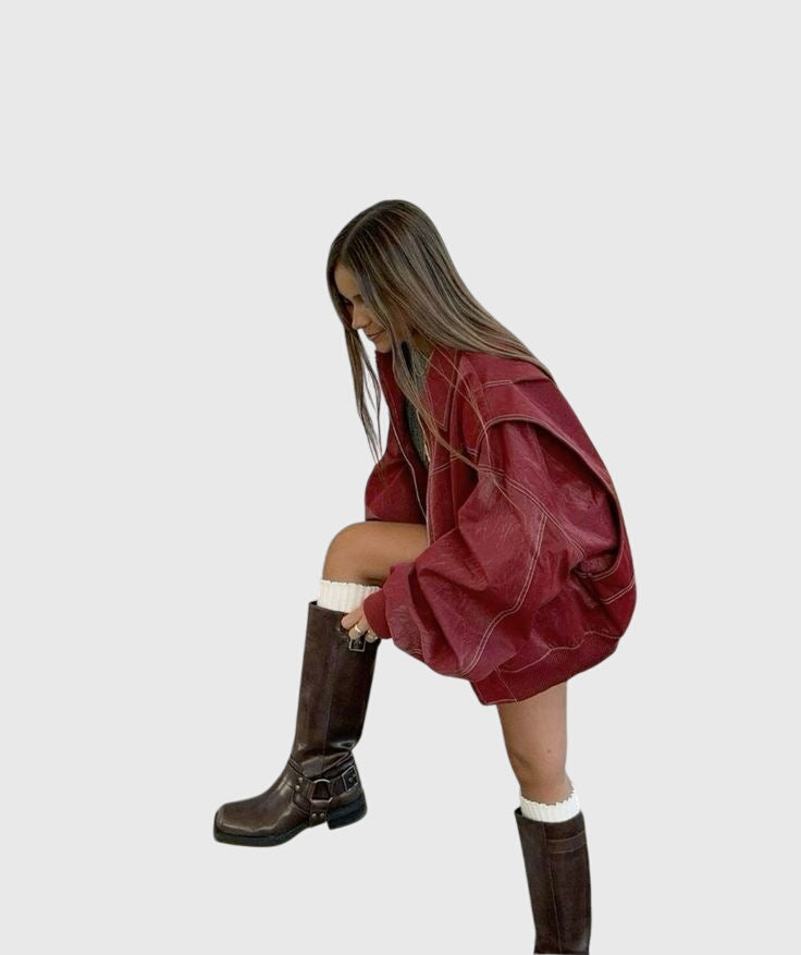 Faye - Oversized Leather Jacket