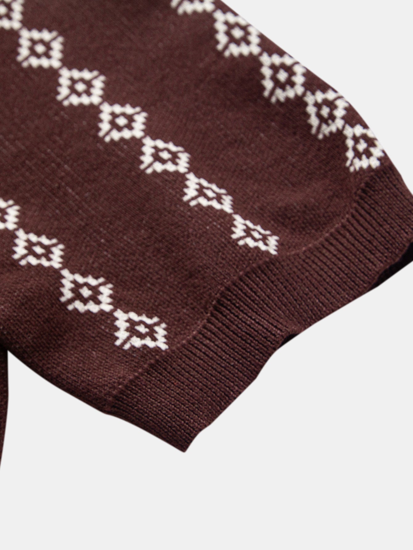 Geometric Knit V Neck Polo Shirt