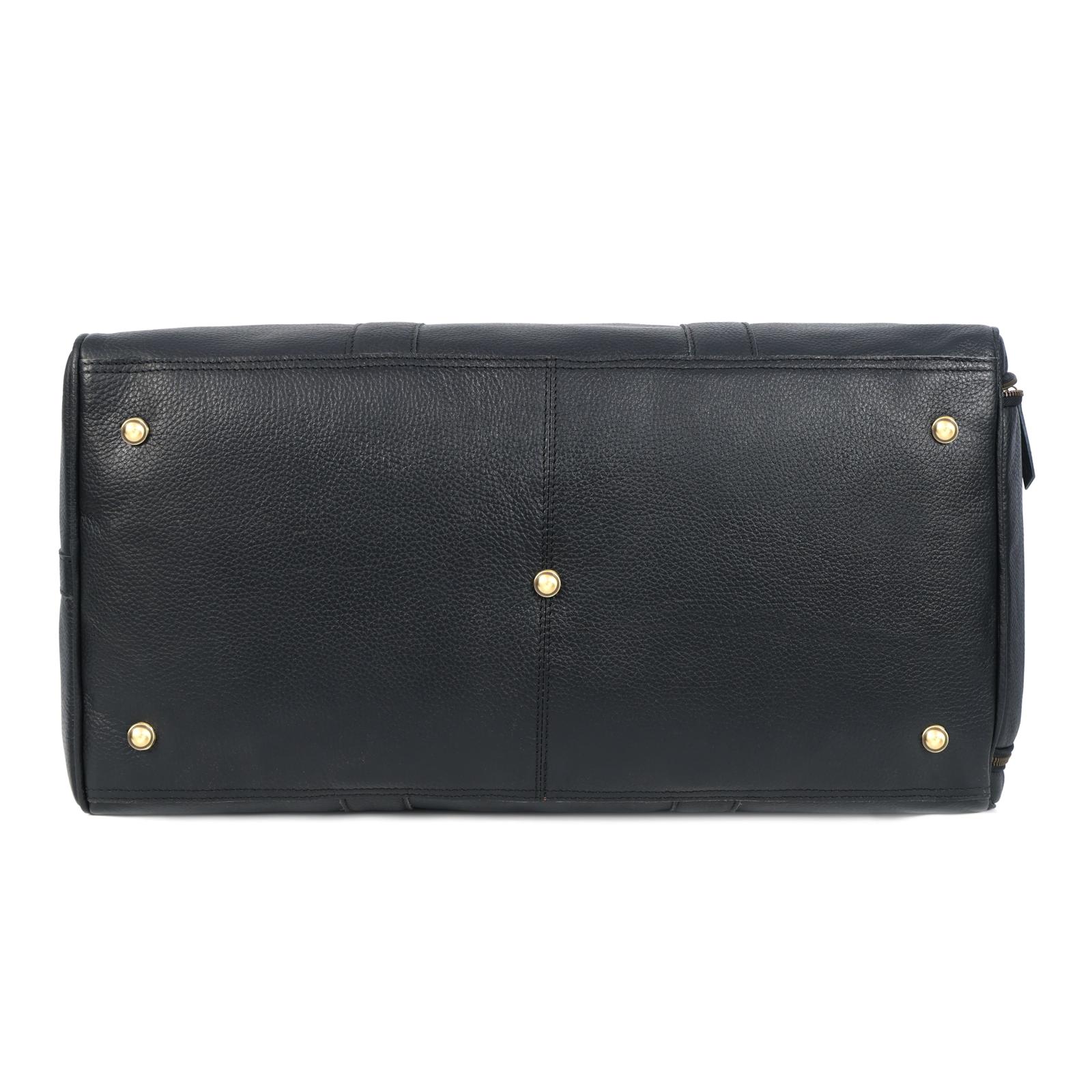 Charcoal Black Leather Duffel Bag