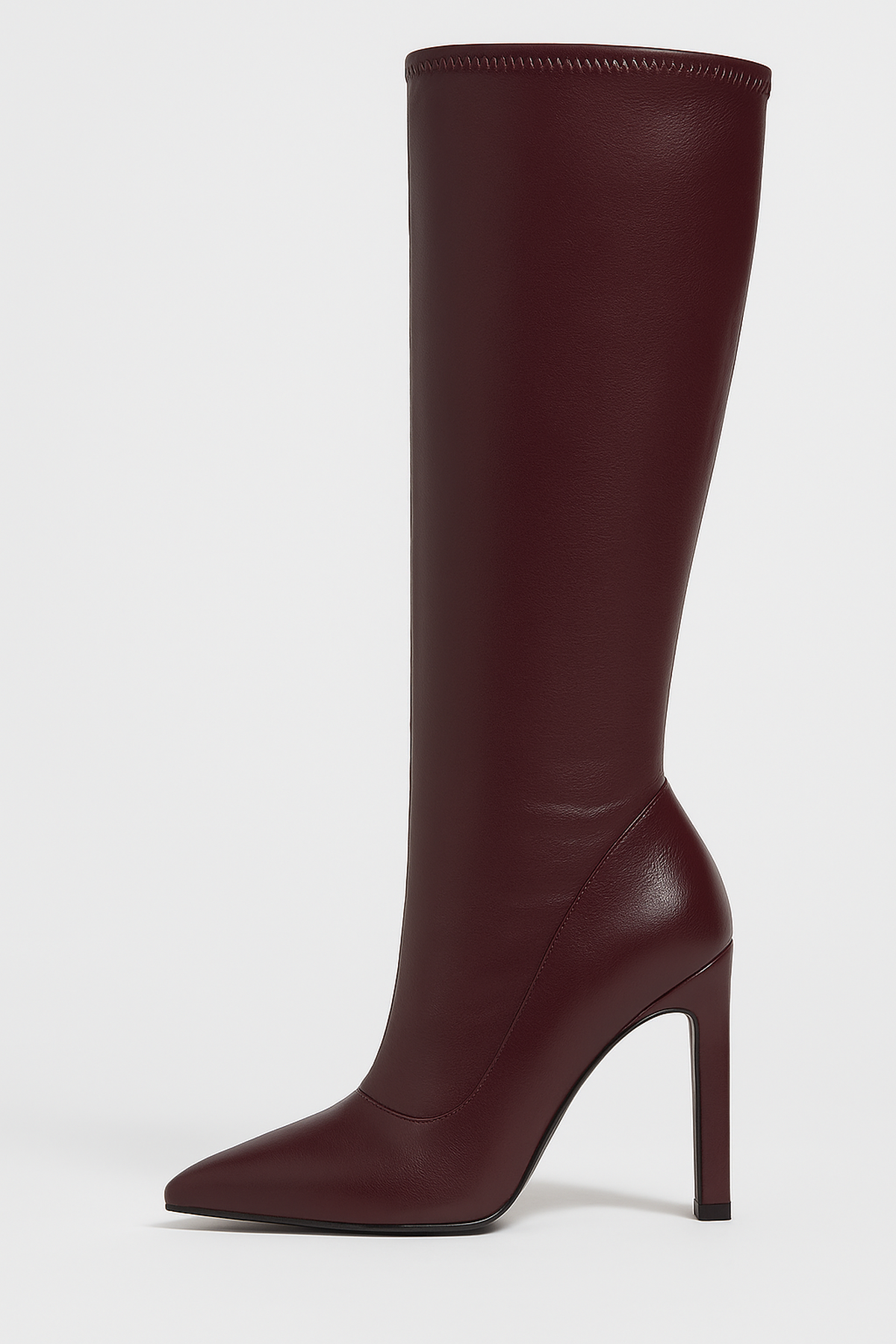 Faux Leather Knee-High Pointed Toe Boots