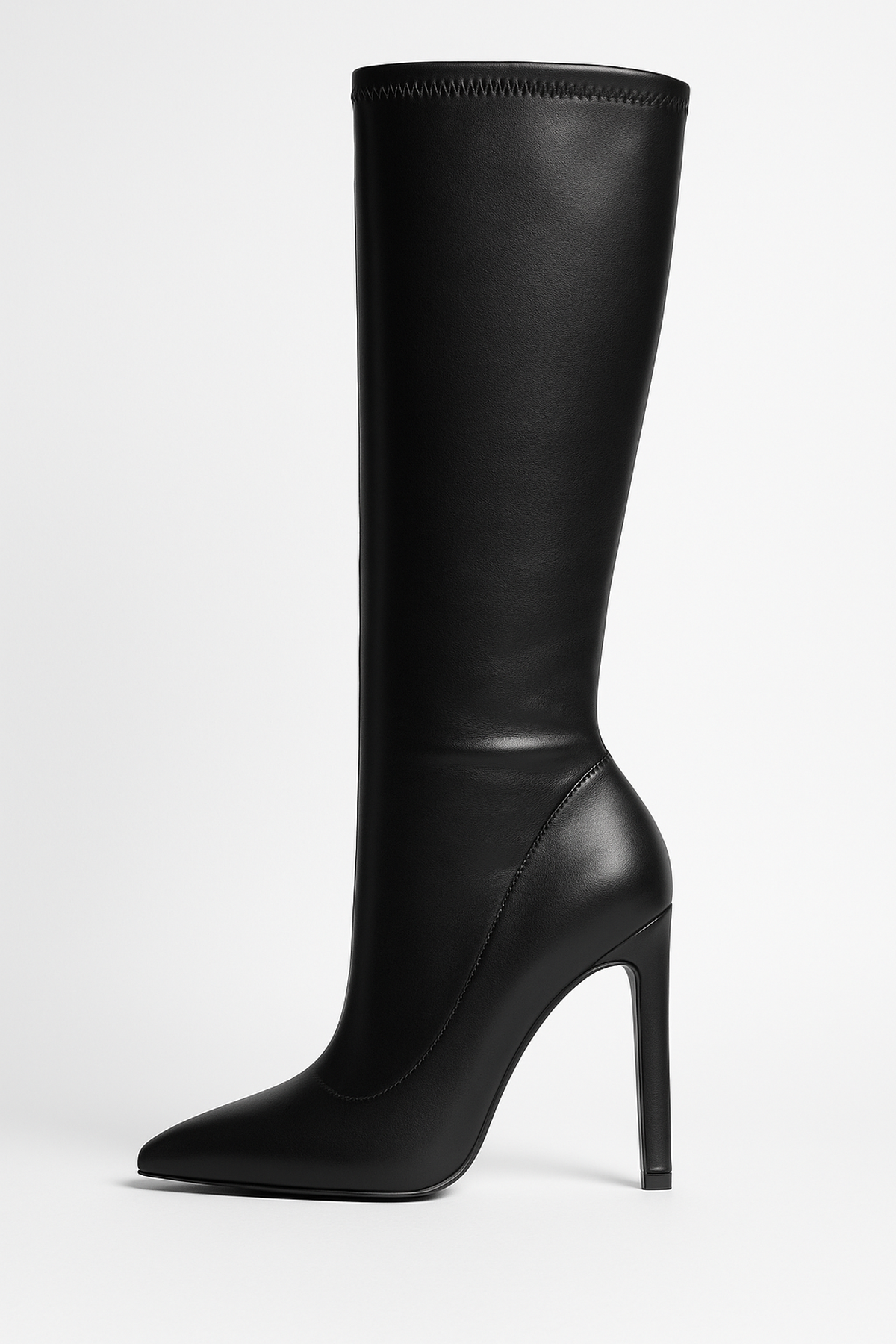 Faux Leather Knee-High Pointed Toe Boots
