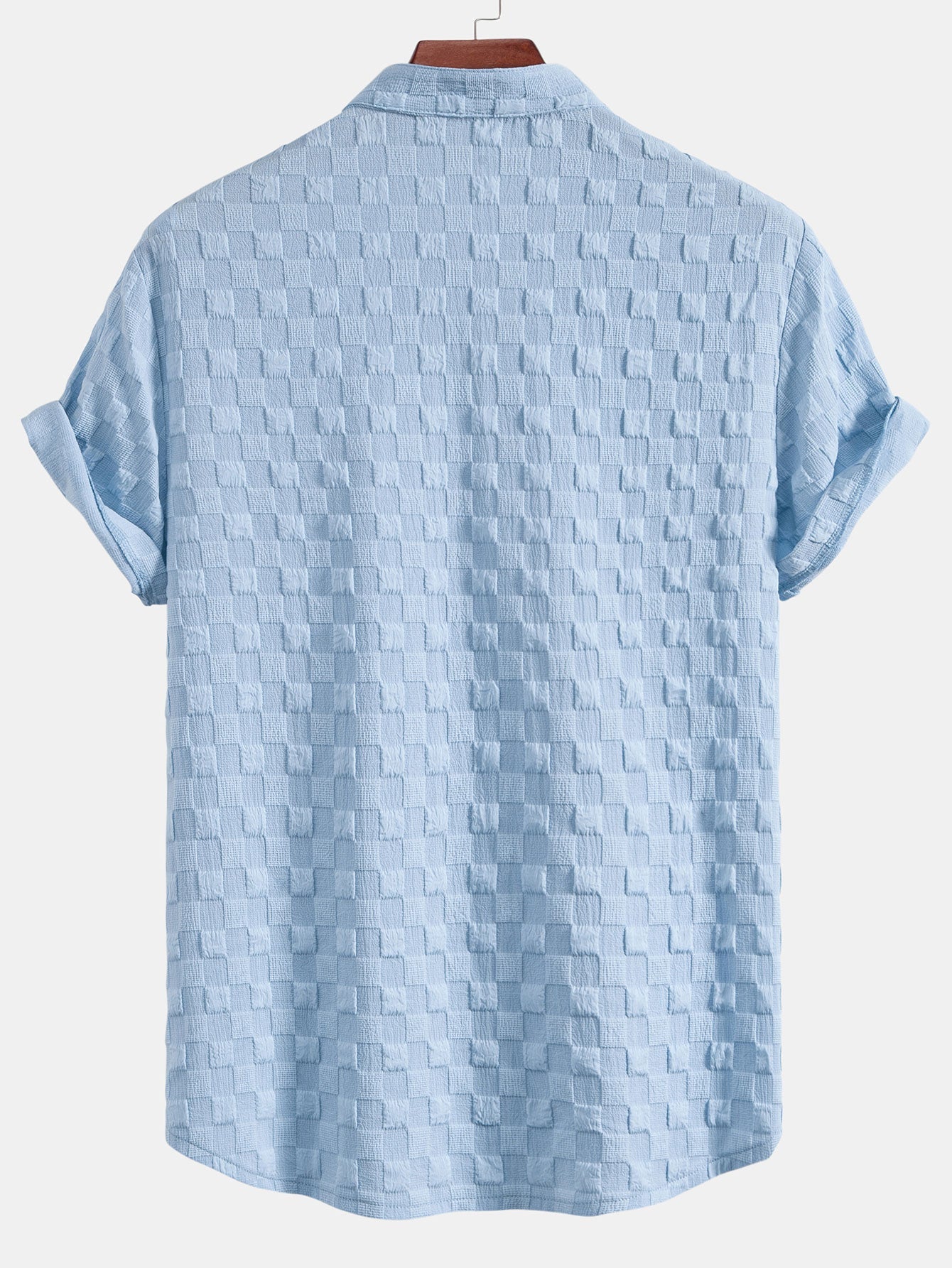 Checkerboard Jacquard Stand Collar Shirt