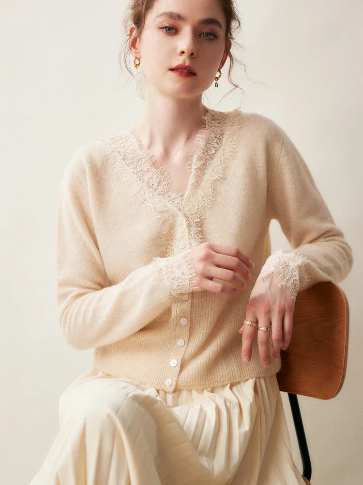 Charlotte Lace Cashmere Cardigan