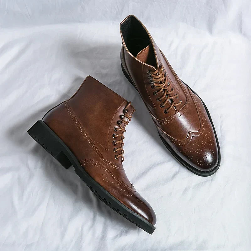 Giovanni Santi Genuine Leather Brogue Boots