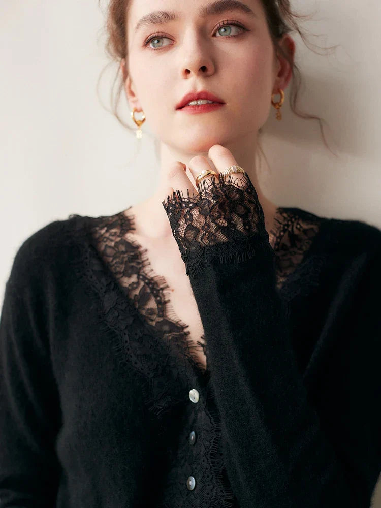 Charlotte Lace Cashmere Cardigan
