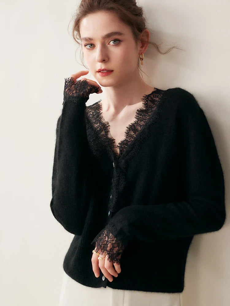 Charlotte Lace Cashmere Cardigan