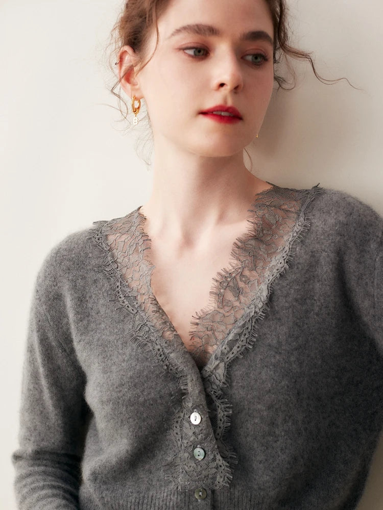Charlotte Lace Cashmere Cardigan