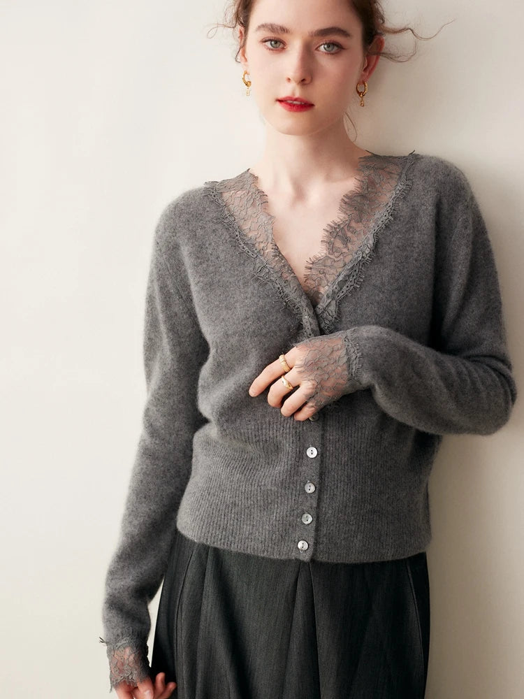 Charlotte Lace Cashmere Cardigan