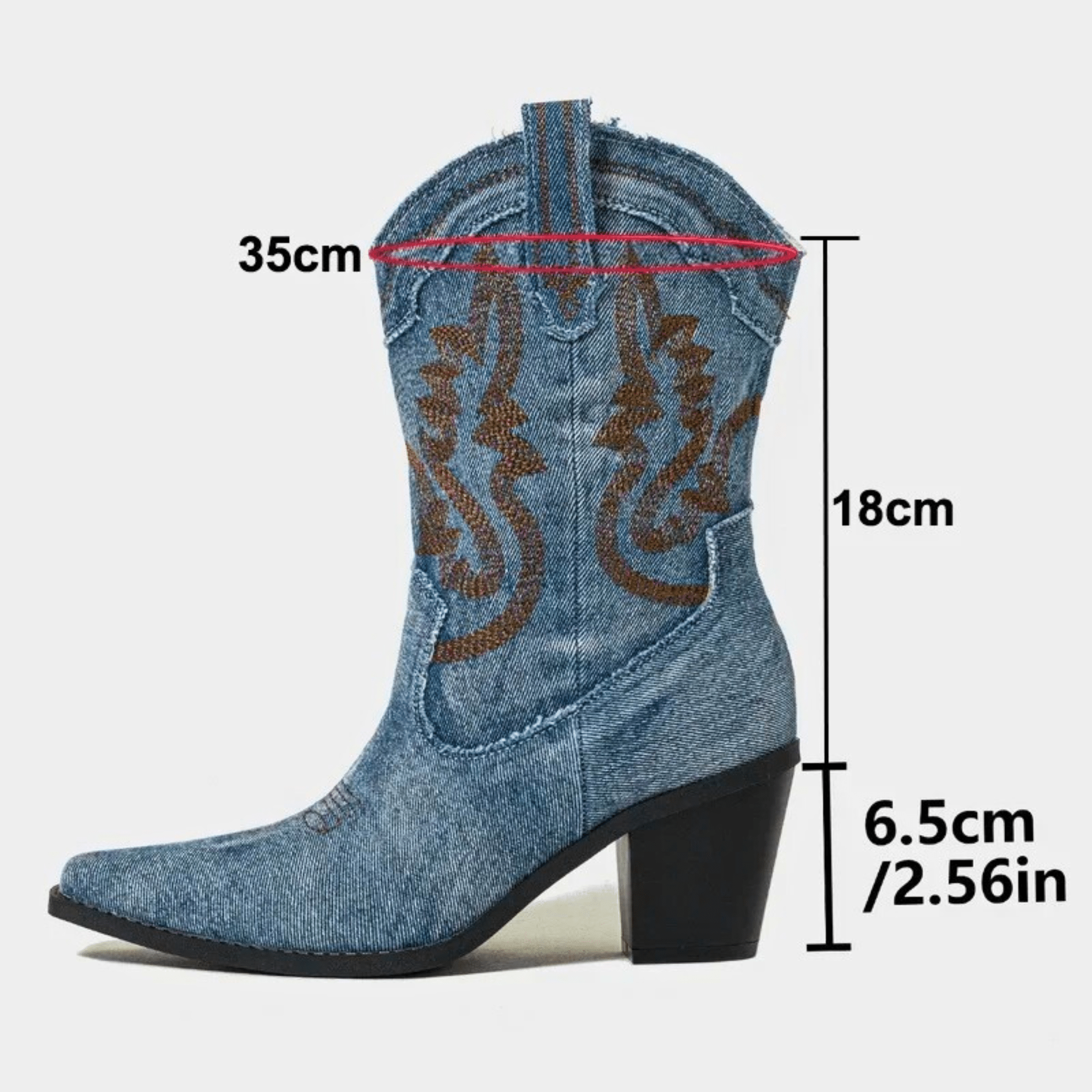 Veloria Denim Cowboy Ankle Boots